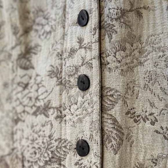 J JILL XL VTG Jacquard Hemp Cotton Button Front Collared Jacket • Ivory Beige - Picture 5 of 12
